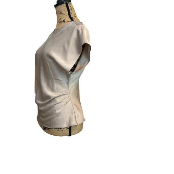 Zara Woman Satin Draped Waist Top Blouse Beige Size Small - Picture 2 of 5